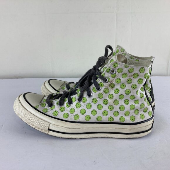 Converse Chuck  Womens Sz 9 Mens sz 7 Happy Camper High Top Smiley Faces Sneaker - Picture 4 of 11